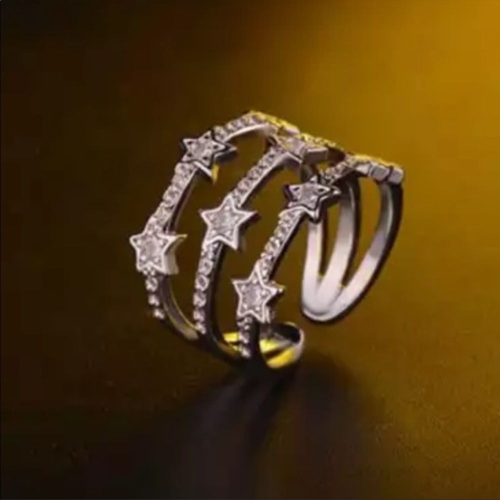 NEW 925 STERLING SILVER MULTI LAYER ADJUSTABLE RING - Picture 6 of 7